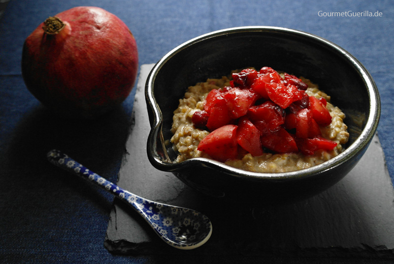 Hazelnut Porridge with Apple and Cranberry Compote #gourmetguerilla